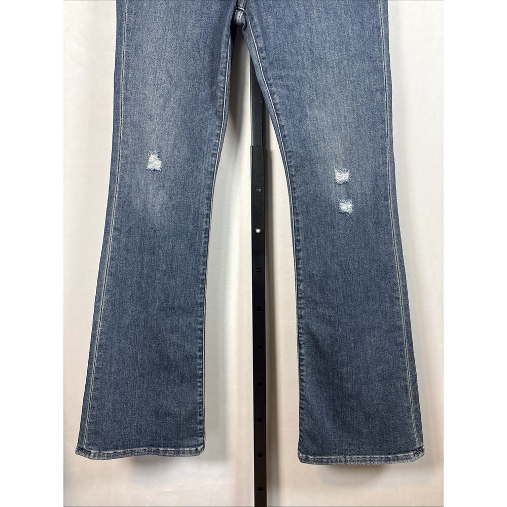 DAZE Denim High Rise Flare Jeans Womens 27 Dark Wash Hug Distressed Stretch Y2K - Picture 3 of 9